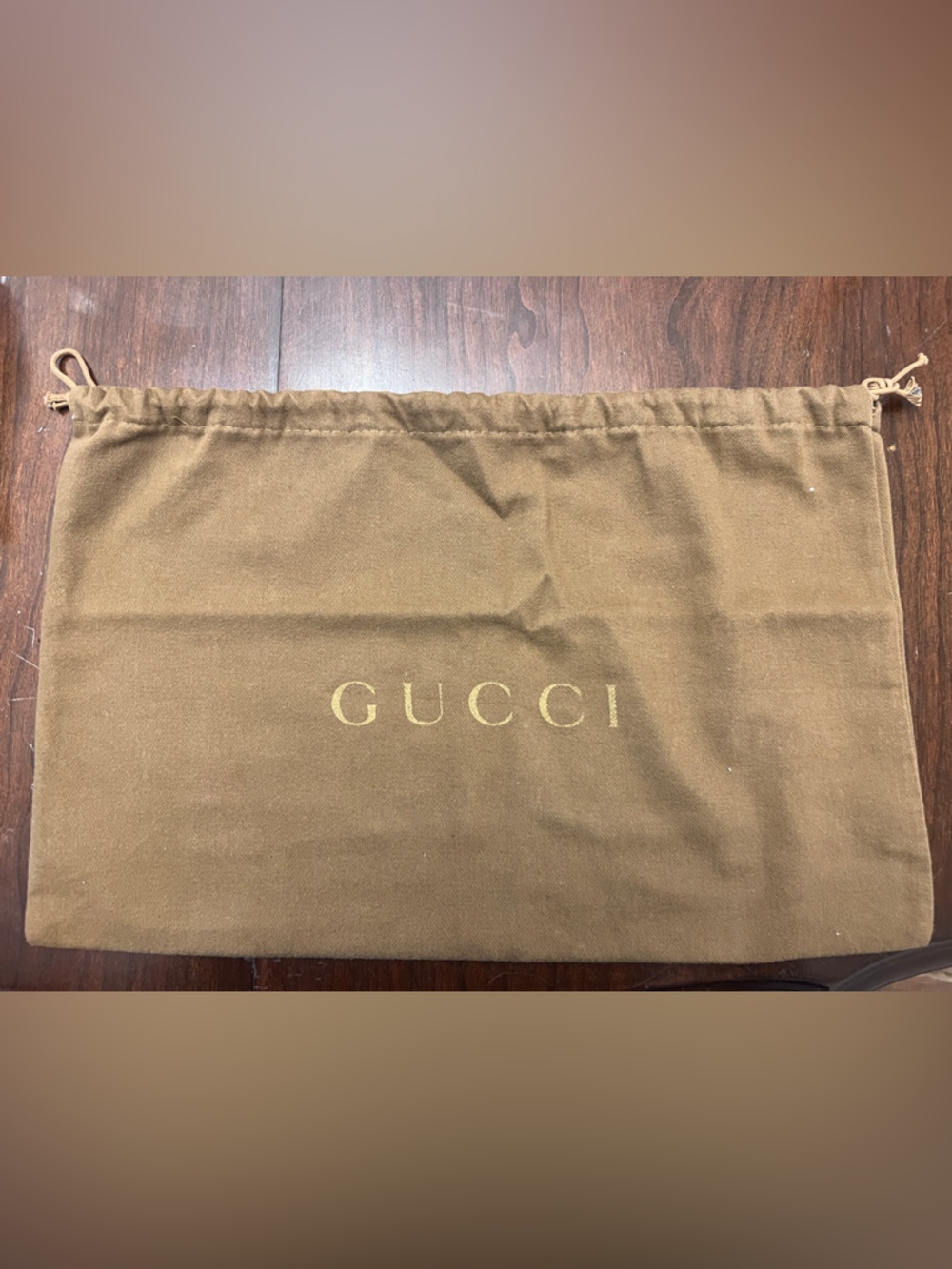 Gucci Brown Canvas Drawstring Dust Bag with Gold Logo